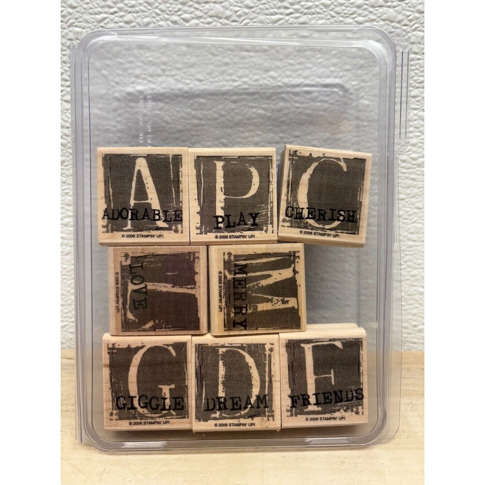 Stampin Up A Is For Adorable Set Of 8 Wood Mounted Rubber Stamps